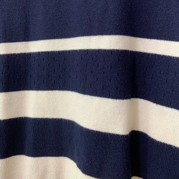 GAP Navy White Stripe Long Sleeve Cotton Blend Boat Neck Sweater Size L - Picture 5 of 7